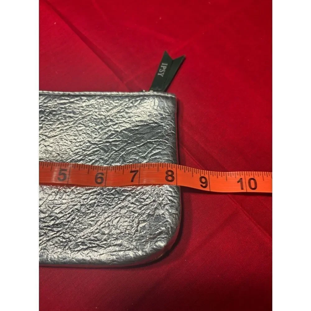 IPSY Silver Metallic Textured Zip Pouch